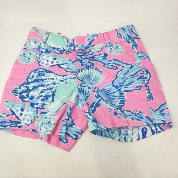 LILLY PULITZER Women’s PINK POUT BAREFOOT PRINCESS CHIPPER Shorts Pink Blue Sz 2 - Picture 1 of 9